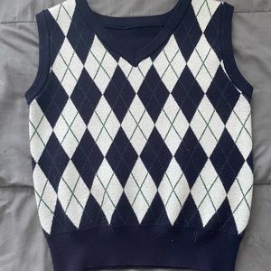 Blue and white sweater vest